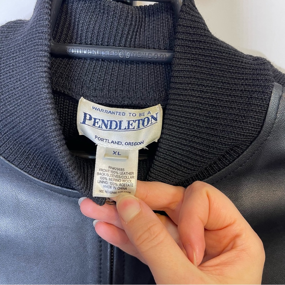 Pendleton Black Leather Zip Up Jacket Size Xl Wom… - image 8
